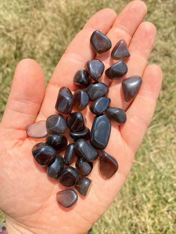 Apache Tears Tumbled Stones  - Tumbled Apache Tears Crystal - Multiple Sizes Available - Tumbled Black Obsidian - Crystal For Protection