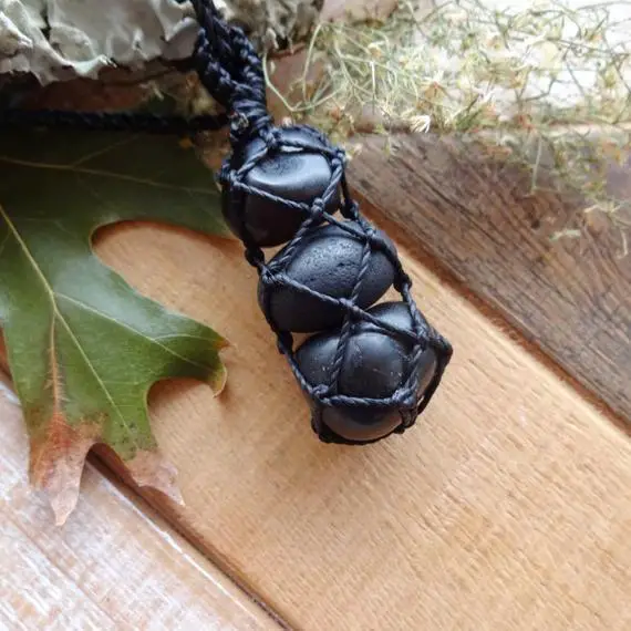 Apache Tears, Onyx, Shungite Strong Protection Amulet / Healing Pendant Necklaces For Men