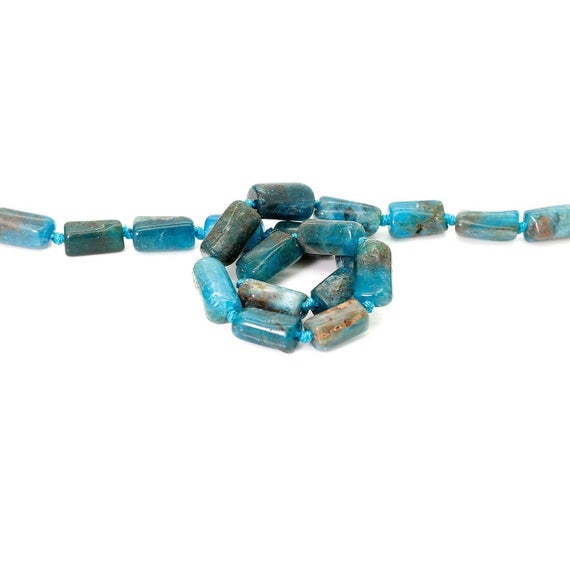 Apatite Beads, Natural Blue Apatite Smooth Cut Nugget Cube Chips Loose Gemstone Assorted Size Beads - Pgs187