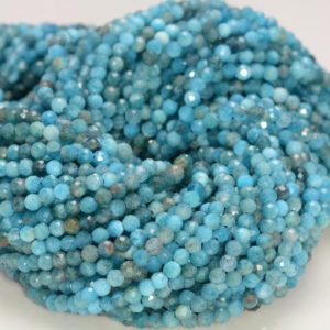 Shop Apatite Beads! 3MM Apatite Gemstone Micro Faceted Round Grade Aa Beads 15.5inch WHOLESALE (80010091-A197) | Natural genuine beads Apatite beads for beading and jewelry making.  #jewelry #beads #beadedjewelry #diyjewelry #jewelrymaking #beadstore #beading #affiliate #ad