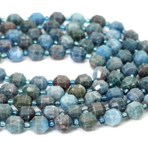 Shop Apatite Faceted Beads! Natural Apatite Faceted Round 5mm x 6mm, 7mm x 8mm Double Terminated Points Energy Prism Cut Loose Gemstone Beads – PGS317 | Natural genuine faceted Apatite beads for beading and jewelry making.  #jewelry #beads #beadedjewelry #diyjewelry #jewelrymaking #beadstore #beading #affiliate #ad