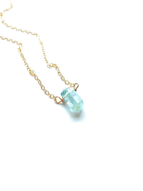 Aquamarine Choker Necklace, Raw Aquamarine Necklace, Raw Crystal Necklace, Crystal Necklace,crystal Point Necklace,  Gift For Women