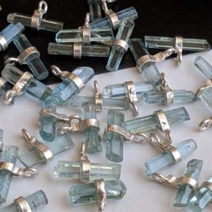 10-13mm Aquamarine Sticks Single Loop Connectors, 5Pcs Natural Aquamarine 925 Silver Connectors, Aquamarine Finding Silver Charm – PSG78 | Natural genuine stones & crystals in various shapes & sizes. Buy raw cut, tumbled, or polished gemstones for making jewelry or crystal healing energy vibration raising reiki stones. #crystals #gemstones #crystalhealing #crystalsandgemstones #energyhealing #affiliate #ad