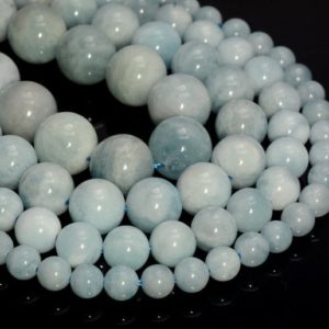 Shop Aquamarine Round Beads! Genuine Aquamarine Gemstone Grade AAA 5mm 6mm 7mm 8mm 9mm 10mm 12mm 14mm Round Loose Beads (A241) | Natural genuine round Aquamarine beads for beading and jewelry making.  #jewelry #beads #beadedjewelry #diyjewelry #jewelrymaking #beadstore #beading #affiliate #ad