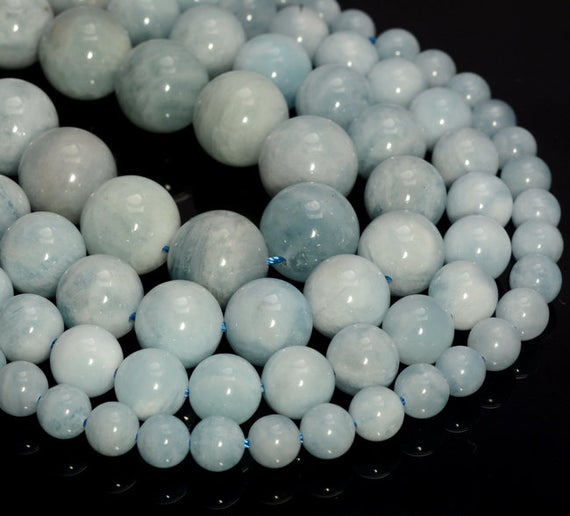 Genuine Aquamarine Gemstone Grade Aaa 5mm 6mm 7mm 8mm 9mm 10mm 12mm 14mm Round Loose Beads (a241)