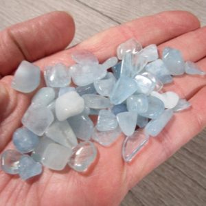 Aquamarine Chip Tumbled Stone Small Bag T169 | Natural genuine stones & crystals in various shapes & sizes. Buy raw cut, tumbled, or polished gemstones for making jewelry or crystal healing energy vibration raising reiki stones. #crystals #gemstones #crystalhealing #crystalsandgemstones #energyhealing #affiliate #ad