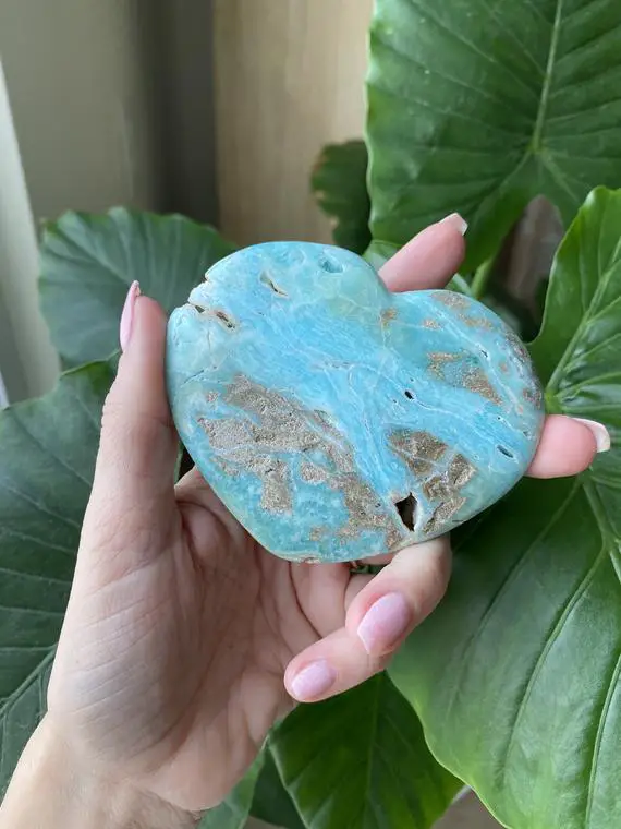 Blue Aragonite Heart, Blue Aragonite, Fossil, Minerals