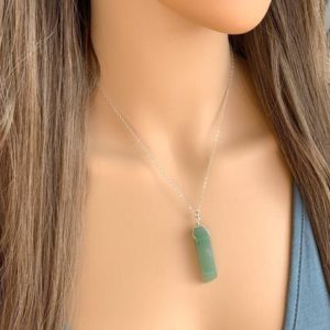 GREEN AVENTURINE NECKLACE, Raw Green Gemstone Necklace, Aventurine Pendant Crystal Healing Necklace, Gift for Mom, Heart Chakra Necklace | Natural genuine Gemstone pendants. Buy crystal jewelry, handmade handcrafted artisan jewelry for women.  Unique handmade gift ideas. #jewelry #beadedpendants #beadedjewelry #gift #shopping #handmadejewelry #fashion #style #product #pendants #affiliate #ad