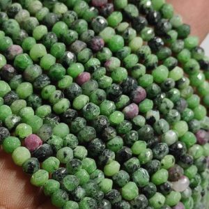 Shop Ruby Zoisite Bead Shapes! Beautiful Natural Ruby Zoisite Faceted Rondelle Shape Beads Strand | Ruby Zoisite Rondelle Beads Strand |3.5-4.5MM Ruby Zoisite Beads Strand | Natural genuine other-shape Ruby Zoisite beads for beading and jewelry making.  #jewelry #beads #beadedjewelry #diyjewelry #jewelrymaking #beadstore #beading #affiliate #ad