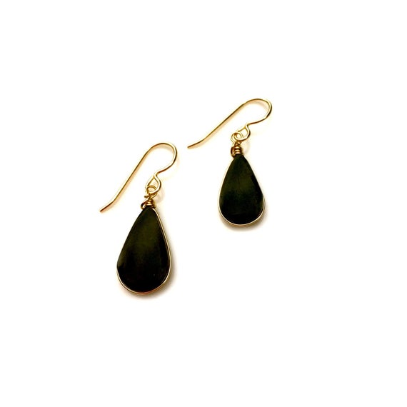 Black Obsidian Earrings | Black Teardrop Earrings | Handmade Gold Black Earrings | Gold Obsidian Earrings | Sterling Silver Obsidian Jewelry
