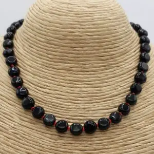 Shop Rainbow Obsidian Necklaces! Black Rainbow Obsidian / Brass Rose Clasp / Beaded Necklace | Natural genuine Rainbow Obsidian necklaces. Buy crystal jewelry, handmade handcrafted artisan jewelry for women.  Unique handmade gift ideas. #jewelry #beadednecklaces #beadedjewelry #gift #shopping #handmadejewelry #fashion #style #product #necklaces #affiliate #ad
