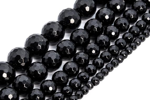 Black Tourmaline Beads Brazil Grade Aaa Genuine Natural Gemstone Micro Faceted Round Loose Beads 6mm 8mm Bulk Lot Options