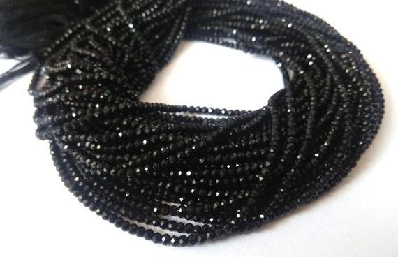 Black Tourmaline Beads, Black Tourmaline Gemstone, 3-4mm Tourmaline Rondelle Faceted Loose Beads, Jewelry Making Beads 12.5 Inch 5-10 Strand