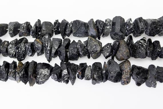 Genuine Black Tourmaline Raw Nuggets - Black Gemstone Chunky Chips Beads - Free From Raw Nuggets Beads - Jewelry Making Nuggets And Chips