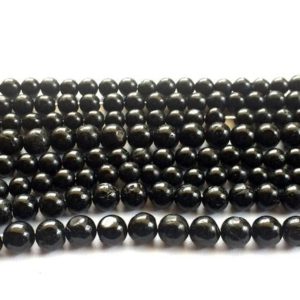 Shop Black Tourmaline Rondelle Beads! 6.5mm Black Tourmaline Beads, Black Tourmaline Plain Rondelles, Smooth Black Round Balls, Black Tourmaline For Jewelry – 13 Inch Strand | Natural genuine rondelle Black Tourmaline beads for beading and jewelry making.  #jewelry #beads #beadedjewelry #diyjewelry #jewelrymaking #beadstore #beading #affiliate #ad