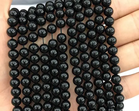 A Black Tourmaline Beads, Natural Gemstone Beads, Round Stone Beads 4mm 6mm 8mm 10mm 12mm 15''