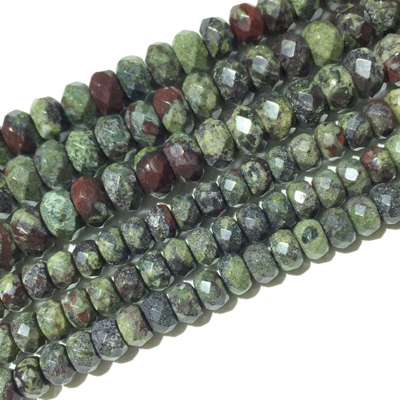 Dragon Bloodstone Faceted Beads, Natural Gemstone Beads, Rondelle Stone Beads For Jewelry Making 4x6mm 5x8mm 15''