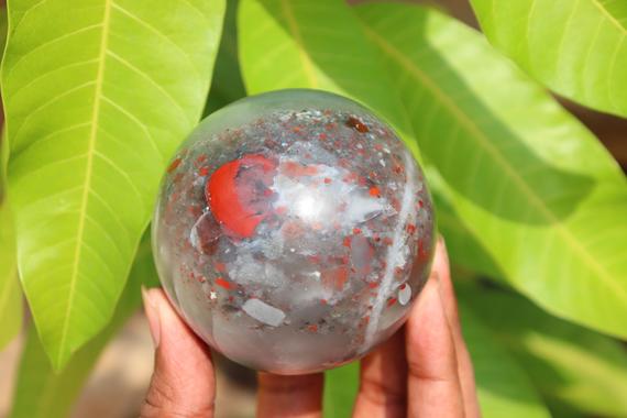 1.5lbs African Bloodstone Sphere, African Blood Crystal Sphere , Setonite, Bloodstone Stone , African Bloodstone Crystal, Healing Stone