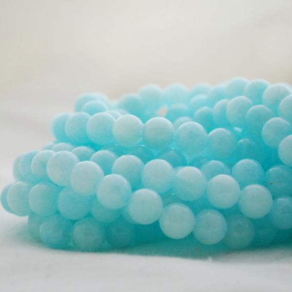Bright Blue Calcite (dyed) Semi-precious Gemstone Round Beads -6mm, 8mm, 10mm Sizes - 15" Strand