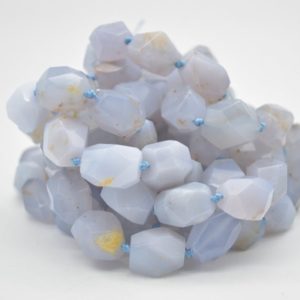 Shop Blue Chalcedony Chip & Nugget Beads! Natural Blue Chalcedony Semi-precious Gemstone Faceted Baroque Nugget Beads – 16mm – 18mm x 13mm – 15mm – 15" strand | Natural genuine chip Blue Chalcedony beads for beading and jewelry making.  #jewelry #beads #beadedjewelry #diyjewelry #jewelrymaking #beadstore #beading #affiliate #ad