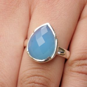 Shop Blue Chalcedony Rings! Blue chalcedony, 925 sterling silver jewelry, Statement Rings, Silver jewelry, Blue stone jewelry | Natural genuine Blue Chalcedony rings, simple unique handcrafted gemstone rings. #rings #jewelry #shopping #gift #handmade #fashion #style #affiliate #ad