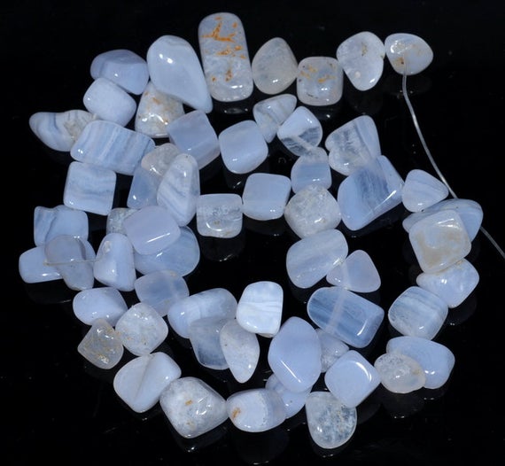 10-13mm Chalcedony Blue Lace Agate Gemstone Pebble Nugget Chip Loose Beads 15.5 Inch  (80001838-a20)