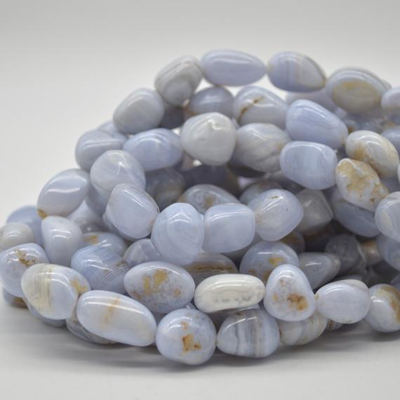 Blue Lace Agate Gemstone Large Nugget Beads - 12mm - 16mm X 10mm - 12mm - 15" Strand