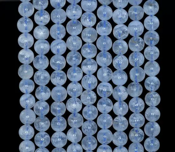 6mm Chalcedony Blue Lace Agate Gemstone Blue A Round 6mm Loose Beads 7.5 Inch Half Strand (90183738-368)