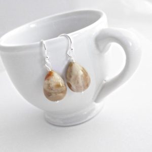 Shop Petrified Wood Earrings! Brown Petrified Wood Earrings, Fossil Stone Jewelry | Natural genuine Petrified Wood earrings. Buy crystal jewelry, handmade handcrafted artisan jewelry for women.  Unique handmade gift ideas. #jewelry #beadedearrings #beadedjewelry #gift #shopping #handmadejewelry #fashion #style #product #earrings #affiliate #ad