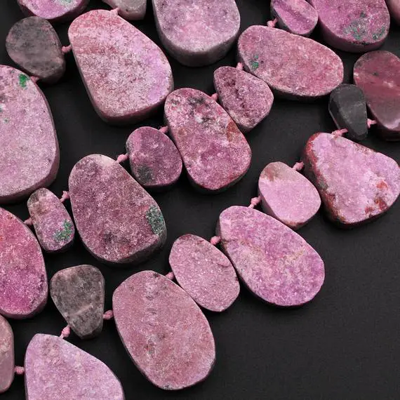 Natural Pink Cobalto Calcite Drusy Teardrop Focal Pendant Beads 15.5" Strand
