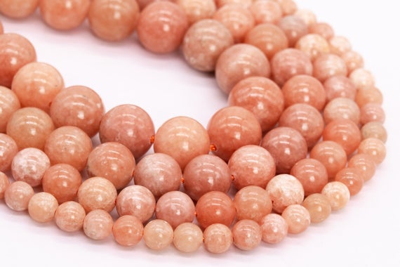 Genuine Natural Orange Peach Calcite Loose Beads Grade Aa Round Shape 6mm 8mm 10mm 12mm
