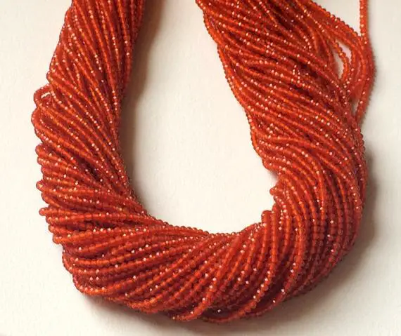 2-2.5mm Carnelian Faceted Rondelle Beads, Carnelian Micro Faceted Beads, 13 Inch Carnelian Beads For Jewelry (1st To 5st Options) - Nt19