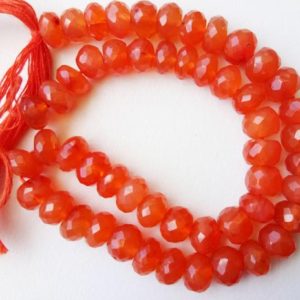 Shop Carnelian Faceted Beads! 7mm Carnelian Rondelle Beads, Carnelian Faceted Rondelle Beads, Carnelian Orange Faceted Rondelle Beads For Jewelry (4IN To 8IN Option) | Natural genuine faceted Carnelian beads for beading and jewelry making.  #jewelry #beads #beadedjewelry #diyjewelry #jewelrymaking #beadstore #beading #affiliate #ad