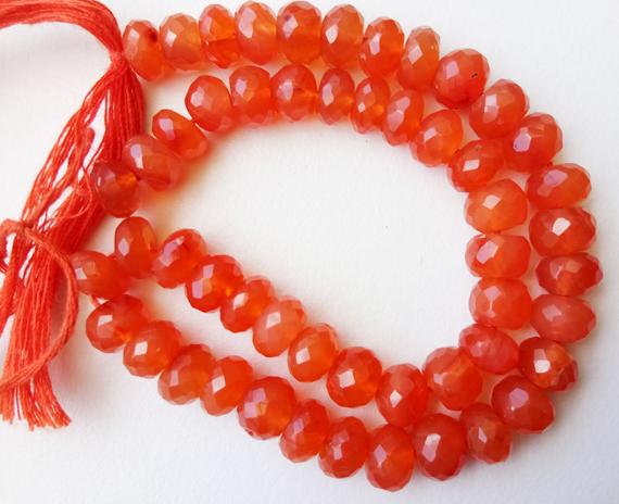 7mm Carnelian Rondelle Beads, Carnelian Faceted Rondelle Beads, Carnelian Orange Faceted Rondelle Beads For Jewelry (4in To 8in Option)