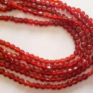 4mm Carnelian Faceted Coin Beads, 13 Inches Natural Carnelian Round Coin Beads, Carnelian For Necklace (1 Strand To 5 Strand Options)- AAG65 | Natural genuine other-shape Gemstone beads for beading and jewelry making.  #jewelry #beads #beadedjewelry #diyjewelry #jewelrymaking #beadstore #beading #affiliate #ad