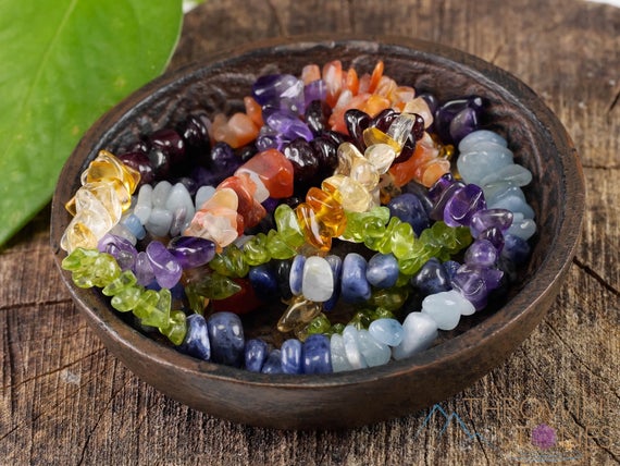 Chakra Beaded Necklace - Chip - Healing Crystals, Chakra Stones, Unique Gift, Chakra Crystals, E0810