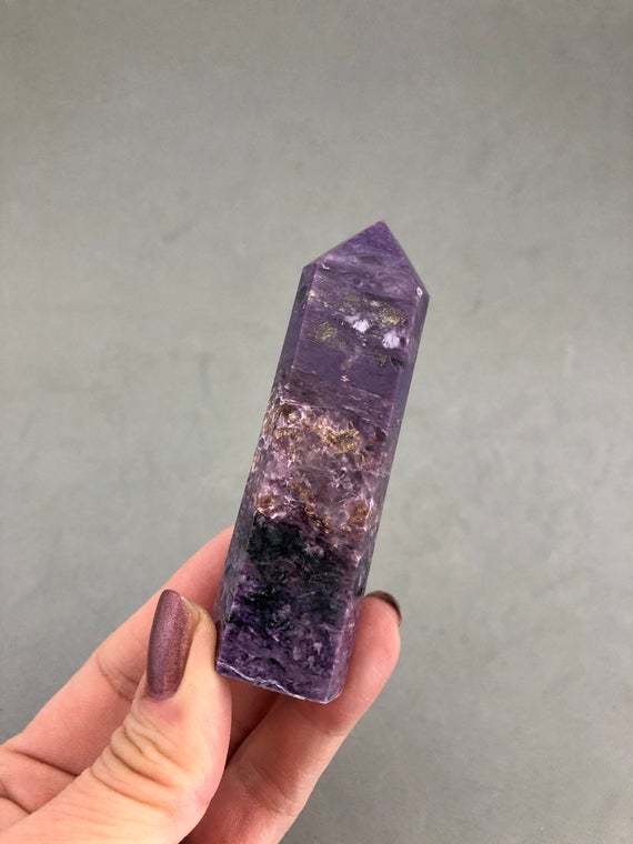 Charoite Charolite Crystal Point (3 1/16" Tall) For Violet Flame, St Germaine, Purple Ray, Karmic Past Life Stone, Metaphysical Crystal Gift