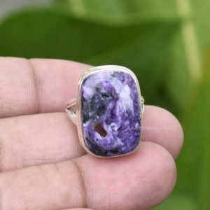 Shop Charoite Rings! Charoite Ring, 925 Sterling Silver Ring, Russian Charoite Ring, Boho Ring, Gemstone Ring, Silver Jewelry Ring, handmade Ring, Size 6 Us, Etsy | Natural genuine Charoite rings, simple unique handcrafted gemstone rings. #rings #jewelry #shopping #gift #handmade #fashion #style #affiliate #ad