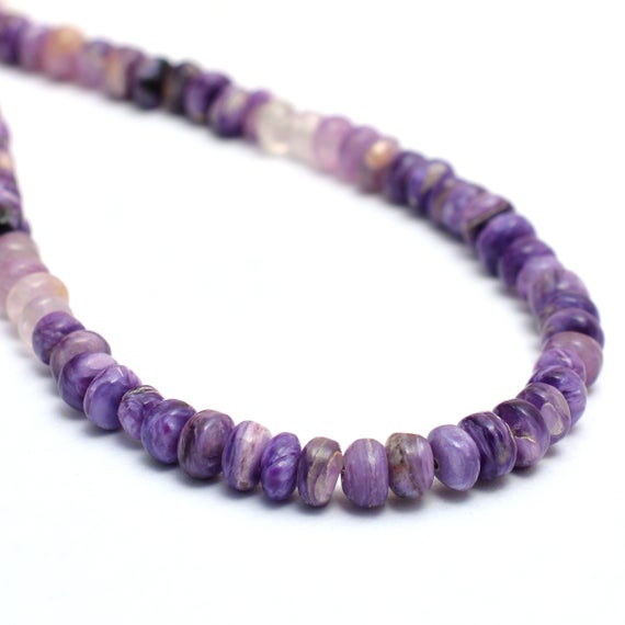 Russian Charoite Gemstone 4mm-5mm Smooth Rondelle Loose Beads | 8inch Strand | Natural Charoite Semi Precious Gemstone Beads For Jewelry