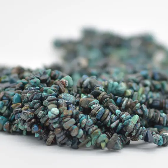 Natural Chrysocolla Semi-precious Gemstone Chips Nuggets Beads - 5mm - 8mm, 32" Strand