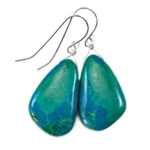 Chrysocolla Earrings Long AAA Teardrops 14k Solid Gold or Filled or Sterling Silver Smooth Green and Blue Natural  simple daily wear drops | Natural genuine Chrysocolla earrings. Buy crystal jewelry, handmade handcrafted artisan jewelry for women.  Unique handmade gift ideas. #jewelry #beadedearrings #beadedjewelry #gift #shopping #handmadejewelry #fashion #style #product #earrings #affiliate #ad