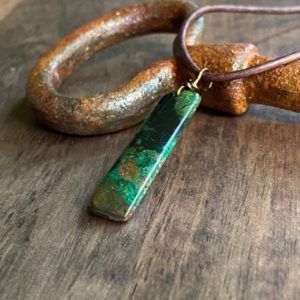 Shop Chrysocolla Pendants! Man Stone Necklace, Mens Leather Necklace , Malachite Necklace Man, Mens Stone Pendant Necklace, Green Stone Necklace,Chrysocolla Pendant | Natural genuine Chrysocolla pendants. Buy handcrafted artisan men's jewelry, gifts for men.  Unique handmade mens fashion accessories. #jewelry #beadedpendants #beadedjewelry #shopping #gift #handmadejewelry #pendants #affiliate #ad