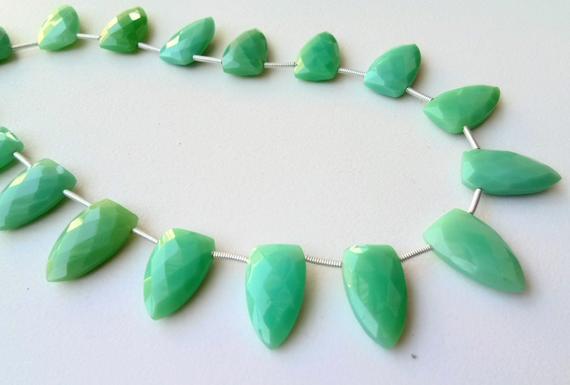 10x18mm Chrysoprase Faceted Shield Beads, Natural Chrysoprase Faceted Fancy Beads, Chrysoprase For Necklace (5.5in To 11in Option) - Pksg111