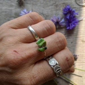 Shop Chrysoprase Rings! Chrysophrase Dainty Ring, made to order, chrysoprase ring, chrysophrase crystal ring, chrysoprase crystal jewelry, bronze or sterling silver | Natural genuine Chrysoprase rings, simple unique handcrafted gemstone rings. #rings #jewelry #shopping #gift #handmade #fashion #style #affiliate #ad