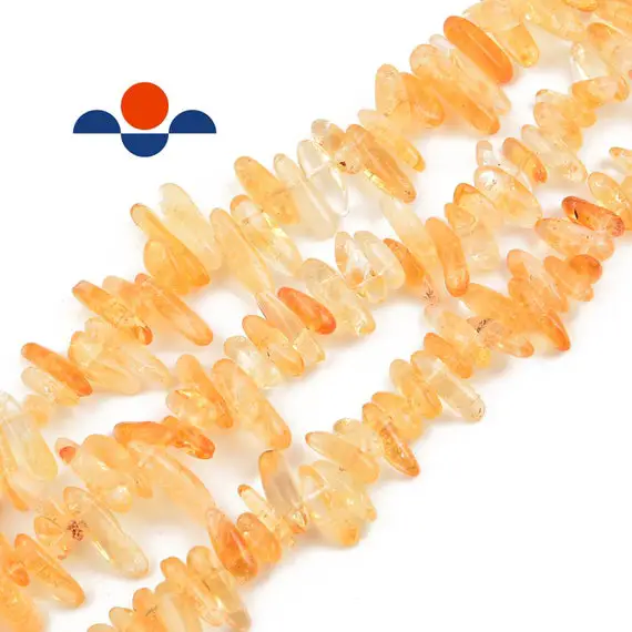 Natural Citrine Pebble Chips Top Drill Points Beads Approx 12-20mm 15.5" Strand