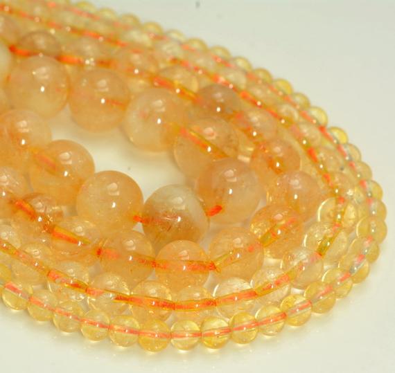 Genuine Natural Citrine Gemstone Grade Aa 4mm 5mm 6mm 7mm 8mm 10mm Round Loose Beads Full Strand (a240)