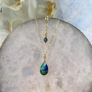 Shop Azurite Necklaces! Dainty Azurite Copper necklace, 18k Gold vermeil necklace, Gemstone necklace, Chakra necklace, Minimalist necklace, Azurite necklace, Gift | Natural genuine Azurite necklaces. Buy crystal jewelry, handmade handcrafted artisan jewelry for women.  Unique handmade gift ideas. #jewelry #beadednecklaces #beadedjewelry #gift #shopping #handmadejewelry #fashion #style #product #necklaces #affiliate #ad