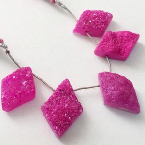 Shop Diamond Necklaces! 22x34mm – 25x36mm Pink Druzy Diamond Beads, Druzy Drilled Beads, Druzy For Necklace, Druzy For Jewelry, 5 Pcs – KS3132 | Natural genuine Diamond necklaces. Buy crystal jewelry, handmade handcrafted artisan jewelry for women.  Unique handmade gift ideas. #jewelry #beadednecklaces #beadedjewelry #gift #shopping #handmadejewelry #fashion #style #product #necklaces #affiliate #ad