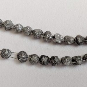 Shop Raw & Rough Diamond Stones! 4-5-5mm Perfect Natural Round Grey Raw Diamond, Rough Diamond Rondelle Bead Side Drilled, Double Drilled Diamond Bracelet – (5Pcs To 10Pcs) | Natural genuine stones & crystals in various shapes & sizes. Buy raw cut, tumbled, or polished gemstones for making jewelry or crystal healing energy vibration raising reiki stones. #crystals #gemstones #crystalhealing #crystalsandgemstones #energyhealing #affiliate #ad