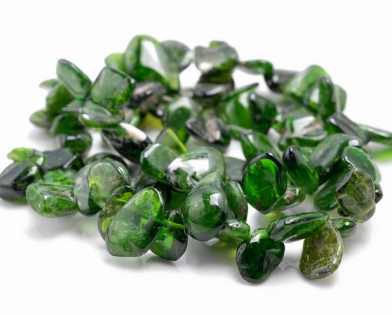 9-10mm  Diopside Gemstone Pebble Nugget Chip Loose Beads 15.5 Inch  (80001843-a25)